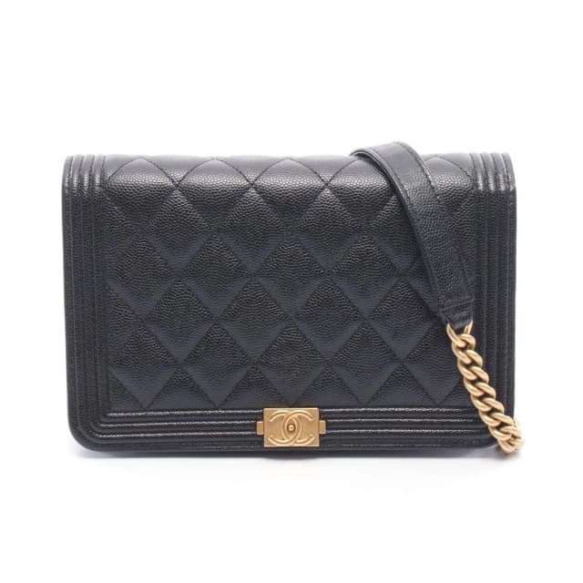 Chanel Shoulder Bag Boy Quilted Black Caviar Leather Boy Chain Wallet in Black Caviar leather from The Reluxe, photo 1 of 1