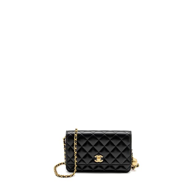 Chanel Pearl Crush Wallet on Chain Lambskin Black GHW (Microchip) in Black Lambskin from EMIER, photo 1 of 1