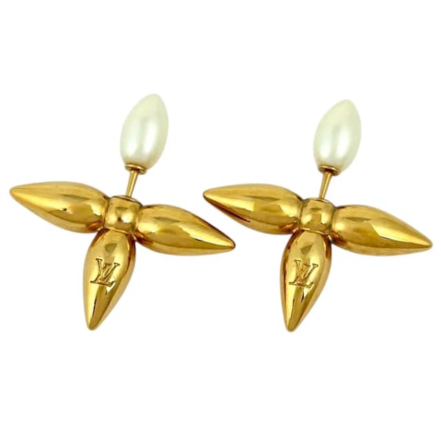 Louis Vuitton Boucles D'oreilles Earrings Faux Pearl Gold in Gold from The Reluxe, photo 1 of 1