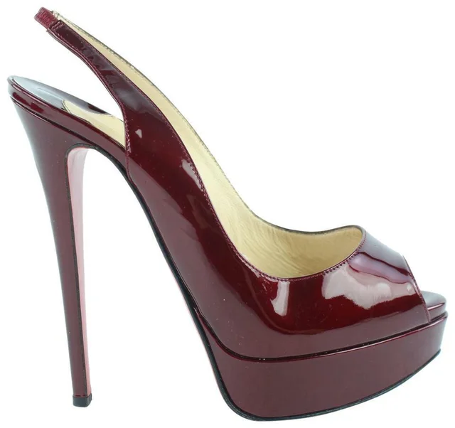 Christian Louboutin Burgundy Patent Lady Peep Sling Back in Burgundy Patent leather from Bagriculture, photo 1 of 1
