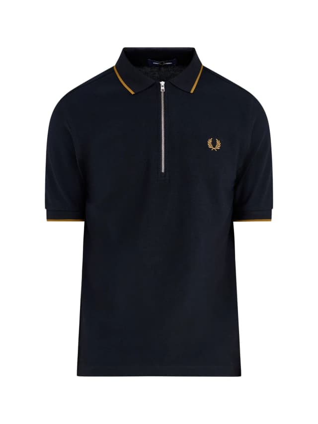 Fred Perry Crepe Pique Polo Shirt Black in Black, image 1 of 1 from Fenwick