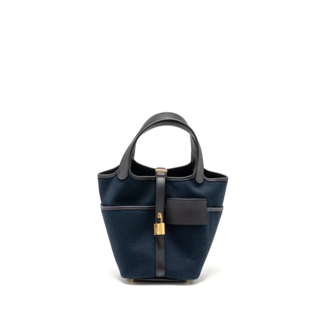Hermès cargo Picotin 18 lock bag swift / toile canvas blue marine / caban GHW stamp U in Navy Swift leather from EMIER, photo 1 of 1
