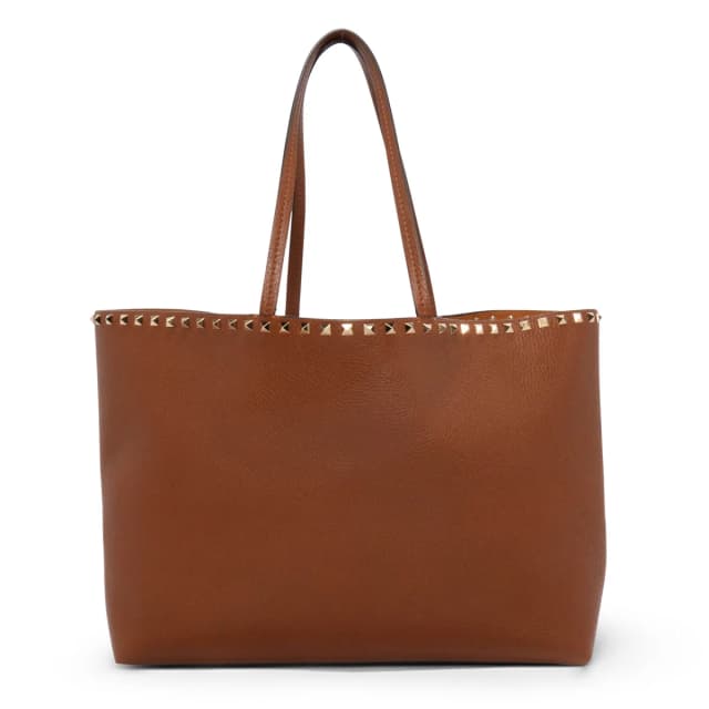 Valentino Garavani Grainy Calfskin Rockstud Tote in Tan Calfskin from Blue Spinach, photo 1 of 1