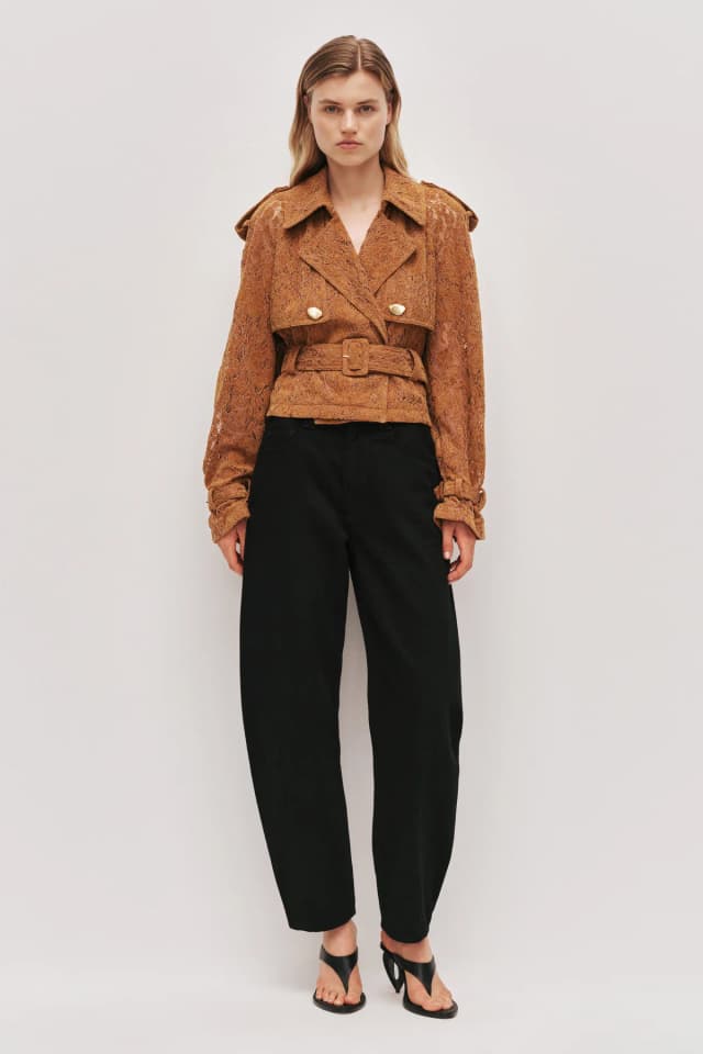 AJE Florence Lace Cropped Jacket in VELVETINE, image 1 of 1 from Aje
