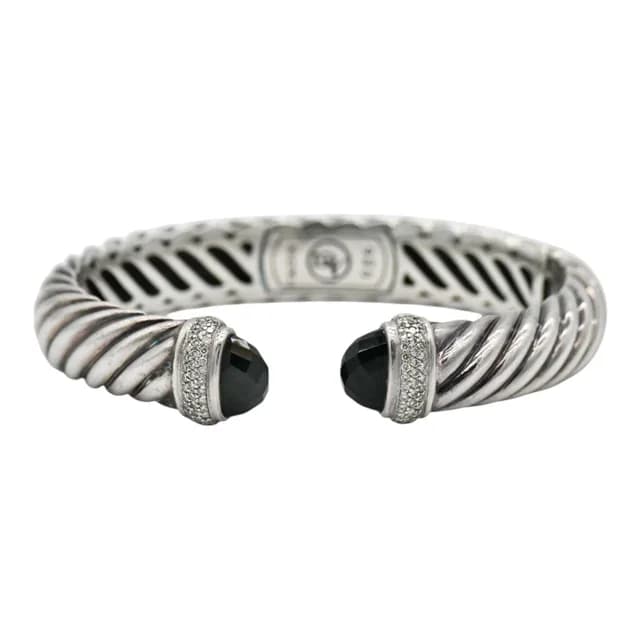 David Yurman Waverly Black Onyx & Diamond 10mm Cuff Bracelet in Black from Clotheshorse Anonymous, photo 1 of 1