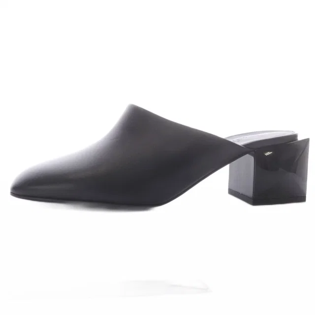 Hermès Christie Mules Chunky Heel Square Toe Leather Black 37 in Black Leather from The Reluxe, photo 1 of 1