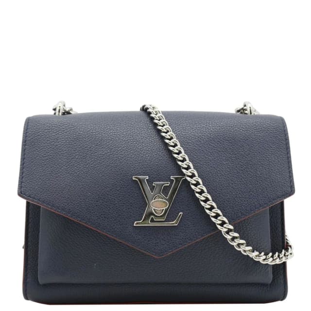 Louis Vuitton Mylockme Leather Chain Shoulder Bag Navy Blue in Navy Leather from Dallas Designer Handbags, photo 1 of 1