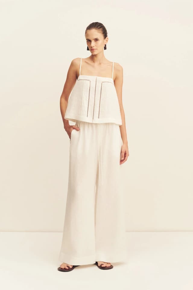 Shona Joy TOMMY LINEN CAMI - IVORY, image 1 of 1 from Shona Joy