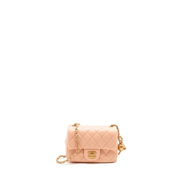 Chanel Pearl Crush Mini Square Flap bag lambskin light pink GHW (microchip) in Pink Lambskin from EMIER, photo 1 of 1
