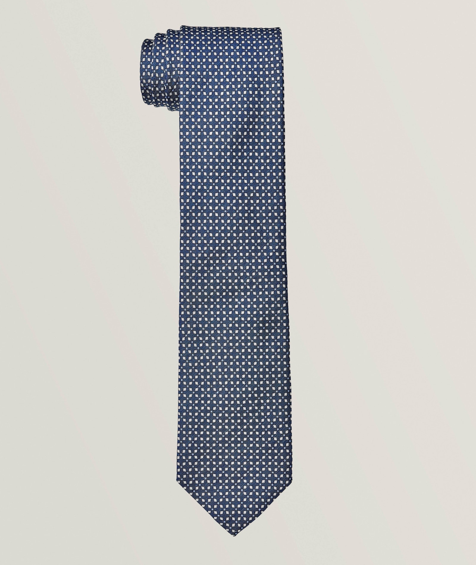 Altea Micro-Dot Silk-Linen Tie in Blue Silk & Silk Blends, image 1 of 1 from Harry Rosen