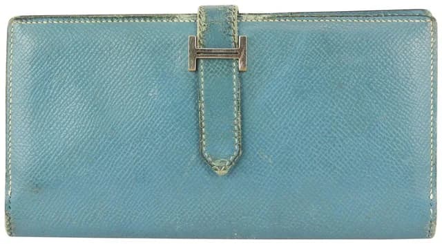 Hermès Blue Jean Bearn Bifold Long Flap in Blue Leather from Bagriculture, photo 1 of 1