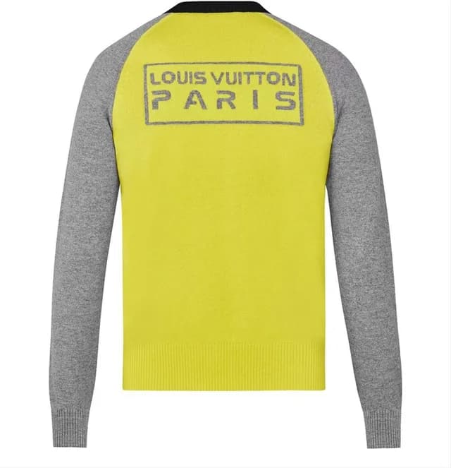 Louis Vuitton Men's Large Grey x Yellow Colour Block Crew Neck Sweater in Grey from Bagriculture, photo 1 of 1
