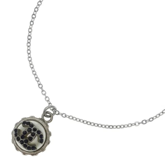 Chanel CC Logo Necklace Silver Metal in Silver from The Reluxe, photo 1 of 1