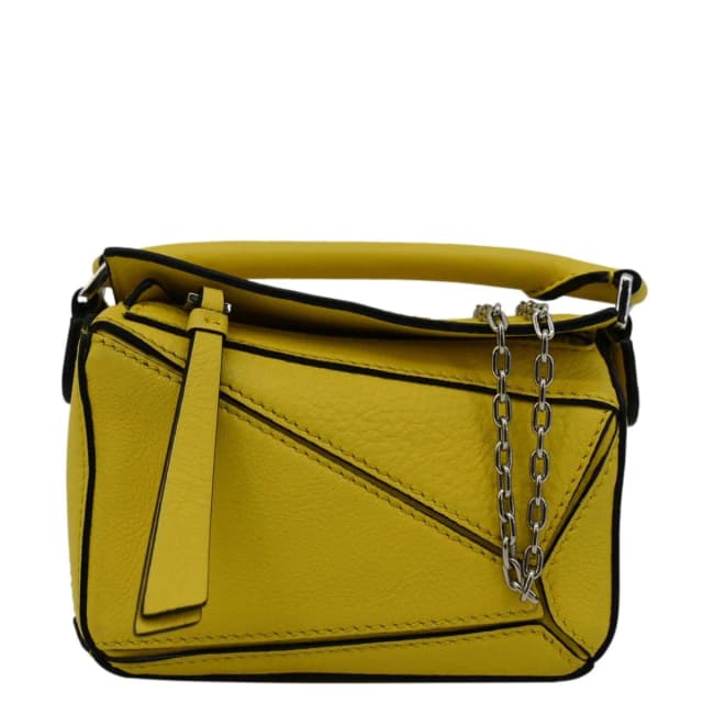 Loewe Nano Puzzle Leather Shoulder Bag Yellow in Yellow Leather from Dallas Designer Handbags, photo 1 of 1