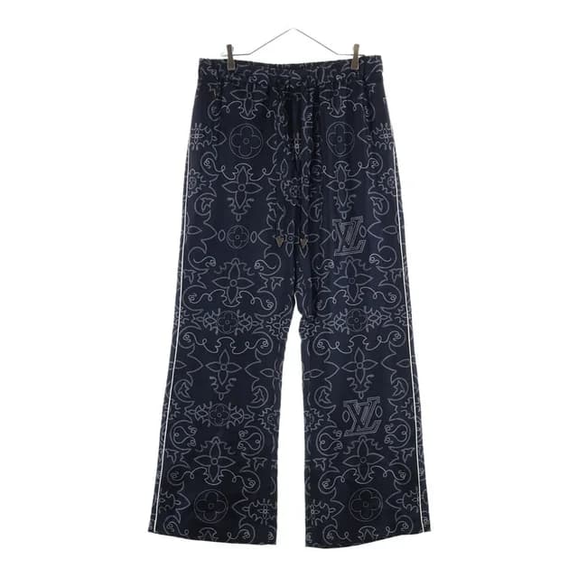 Louis Vuitton Monogram Pajamas Silk Pants Mrr All Over Print Long Navy in Navy Silk from The Reluxe, photo 1 of 1