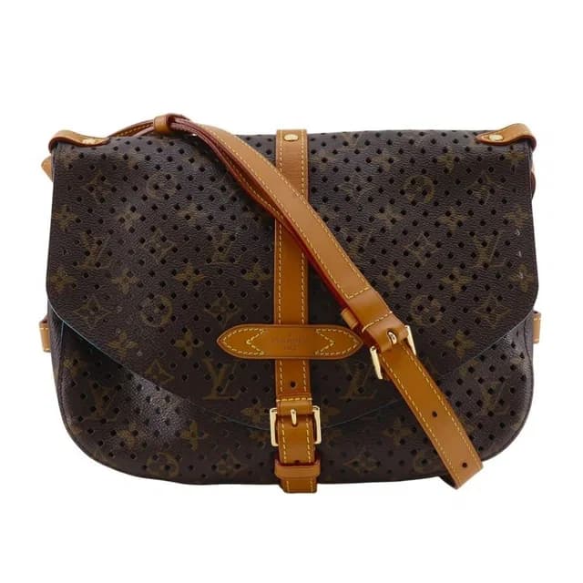 Louis Vuitton Saumur PM Monogram Perfoux Turquoise Brown in Brown from The Reluxe, photo 1 of 1