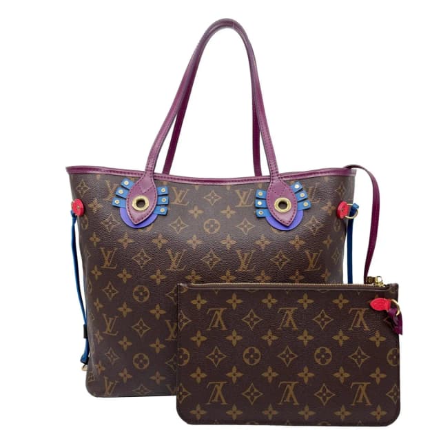 Louis Vuitton Neverfull MM Totem Monogram Canvas Shoulder Bag Magenta in Coated canvas from Dallas Designer Handbags, photo 1 of 1
