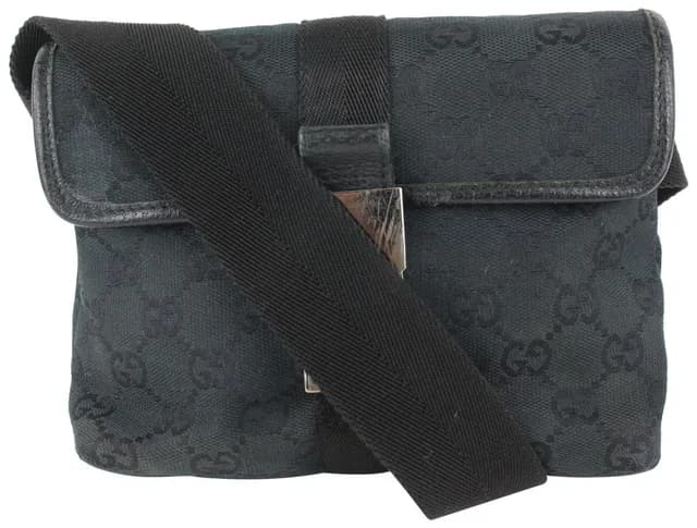 Gucci Black Monogram GG Waist Bag Belt Pouch Fanny Pack in Black Canvas from Bagriculture, photo 1 of 1