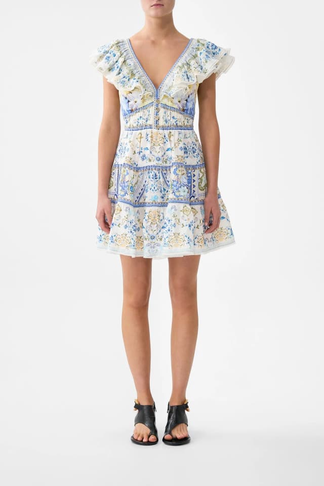 Camilla eBoutique TIERED SHORT DRESS WITH NECK FRILL MY HOMESPUN HEART, image 1 of 1 from CAMILLA