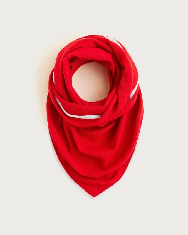 J.Crew Tipped wool-cashmere blend bandana in RADIANT RUBY IVORY, image 1 of 1 from J.Crew (Canada)