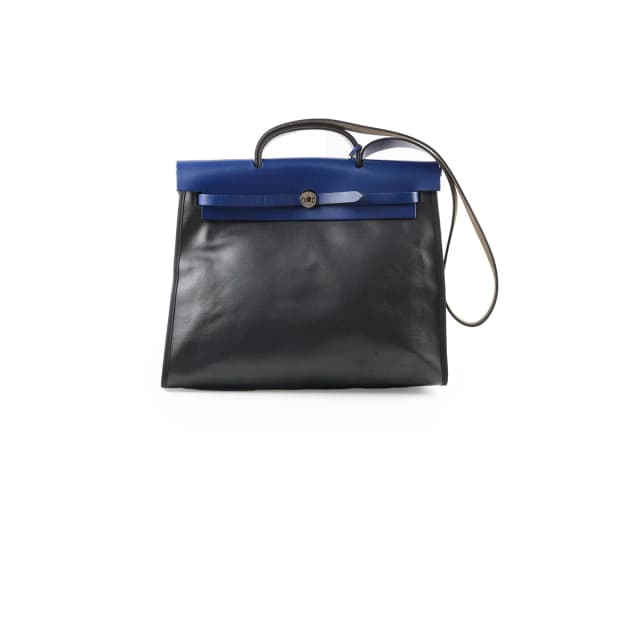 Hermès Herbag Zip 39 Bag Berline Canvas/Leather Black/Blue SHW in Black Canvas from The Purse Affair, photo 1 of 1