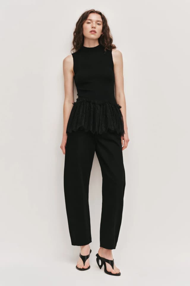 AJE Thalia Knit Top in BLACK, image 1 of 1 from Aje
