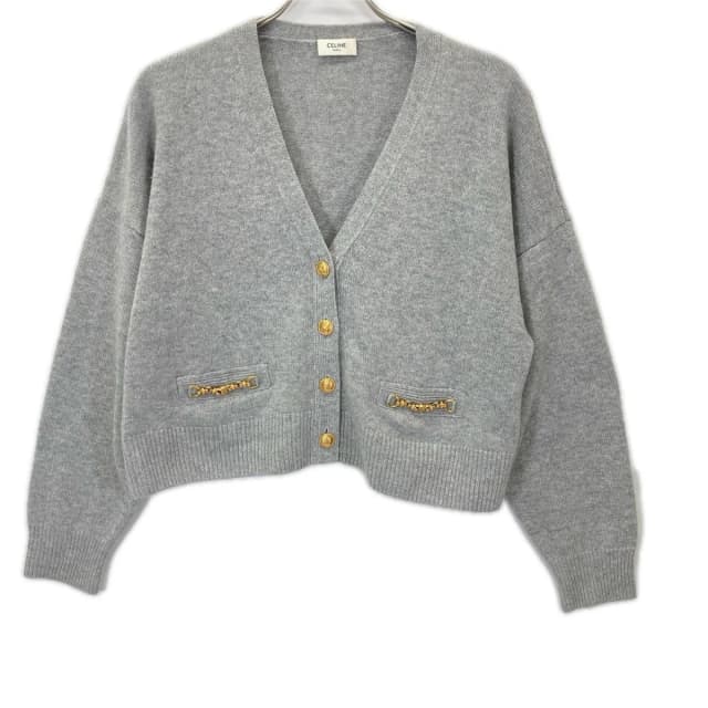 Celine Gray Hedi Slimane Era Cashmere Gourmette Cardigan in Grey Cashmere from The Reluxe, photo 1 of 1