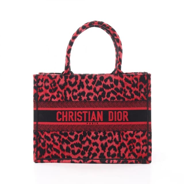 Dior Tote Bag Book Leopard Red Canvas in Red Canvas from The Reluxe, photo 1 of 1