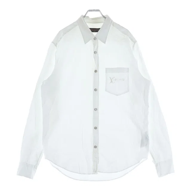 Louis Vuitton Logo Embroidery Button Long Sleeve Shirt White MM Jxu in White from The Reluxe, photo 1 of 1