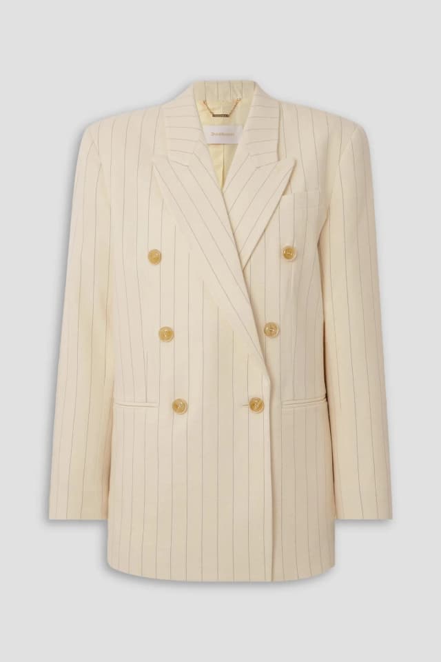 Zimmermann Luminosity Oversized Pinstriped Wool-Blend Blazer in Cream, image 1 of 1 from THE OUTNET