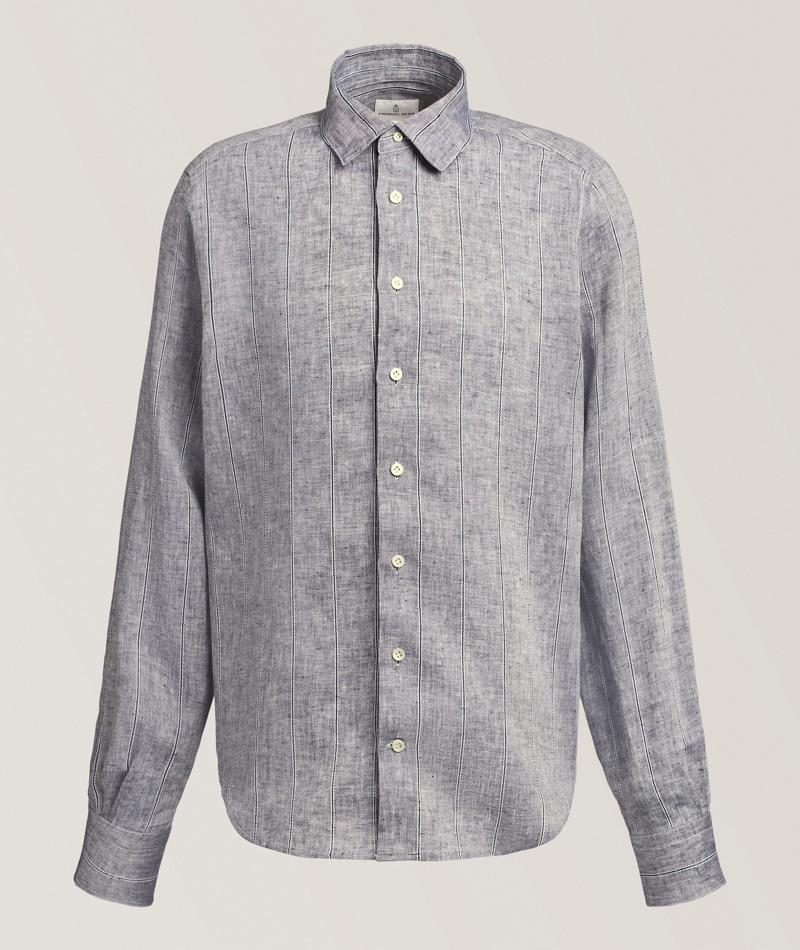 Modern-Fit Striped Linen-Cotton Shirt in Blue, image 1 of 1 from Harry Rosen