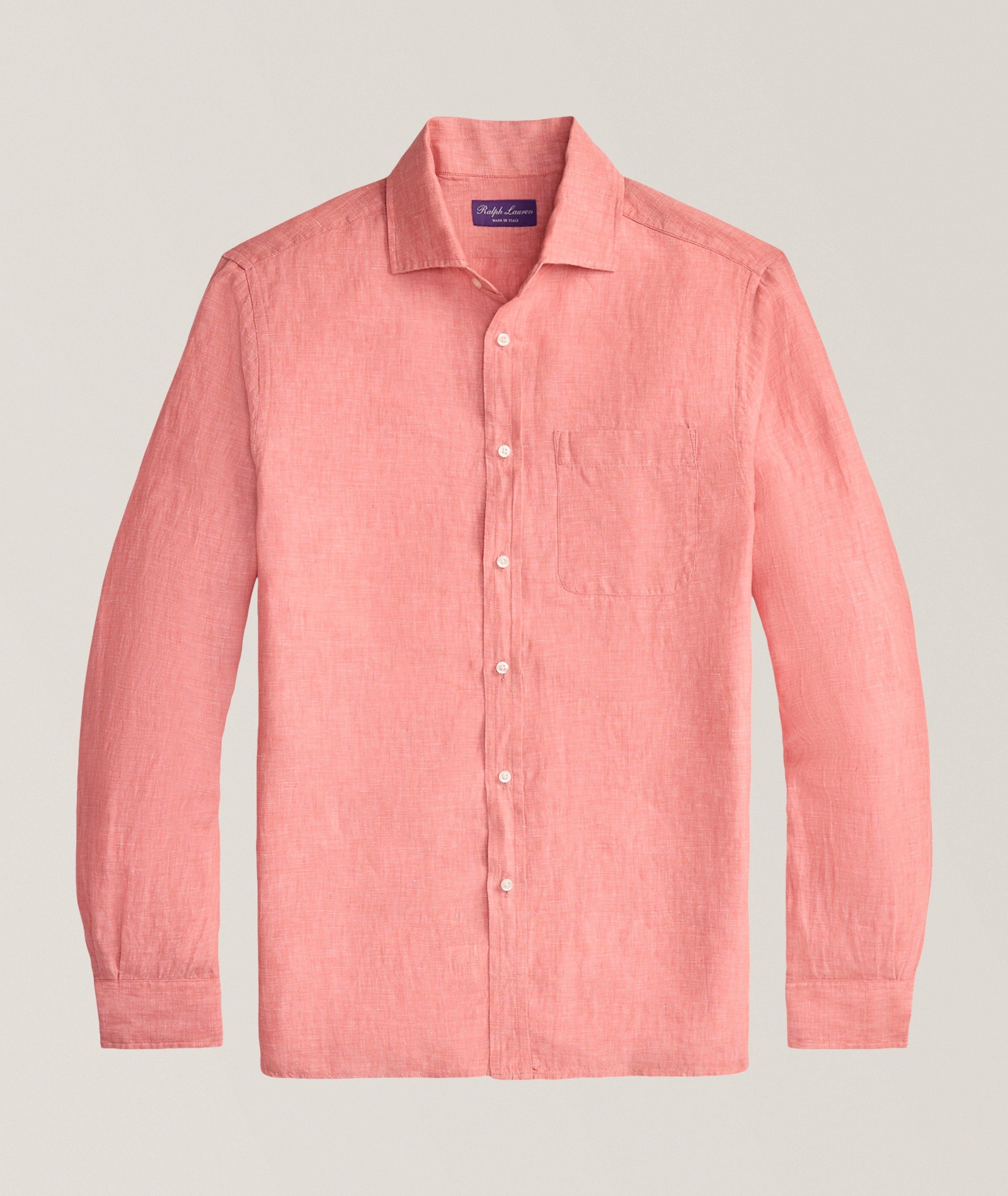 Ralph Lauren Purple Label Linen Chambray Shirt in Red, image 1 of 1 from Harry Rosen