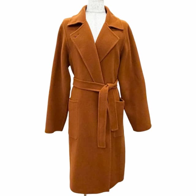 Max Mara Kuchitoama No Angora Cashmere Blend Logo Button Belt Wrap Coat Brown 40 in Brown Cashmere from The Reluxe, photo 1 of 1