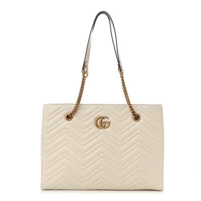 Gucci GG Marmont Tote Calfskin Matelasse Leather Bag - White in White Calfskin from H&T, photo 1 of 1
