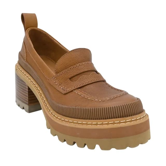 Chloé Brown Leather Platform Lug Sole Penny Loafers in Brown Leather from Clotheshorse Anonymous, photo 1 of 1