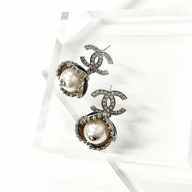 Chanel Coco Mark Rhinestone Pearl Flower Silver in Silver from The Reluxe, photo 1 of 1