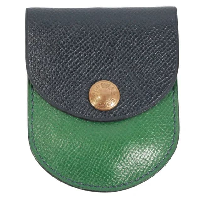 Hermès Sellier Coin Purse Courchevel Leather Green Navy Wallet Gold in Navy Leather from The Reluxe, photo 1 of 1