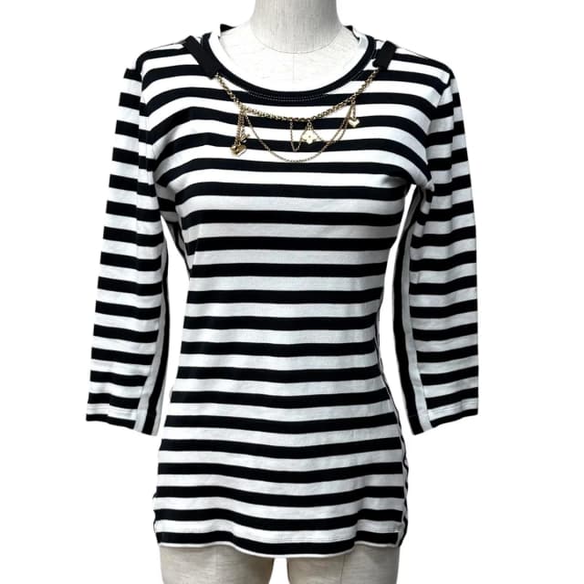 Louis Vuitton 100% Cotton Border Chain Decor Crew Neck 3/4 Sleeve Top White in White from The Reluxe, photo 1 of 1