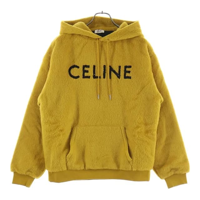 Celine Fuzzy Wool Loose Hoodie Wool Pullover Lining Quilted Yellow in Yellow Wool from The Reluxe, photo 1 of 1