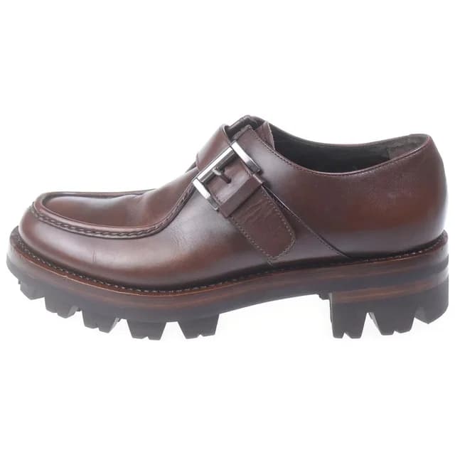 Prada Tank Sole Low-Cut Leather Shoes Brown in Brown Leather from The Reluxe, photo 1 of 1
