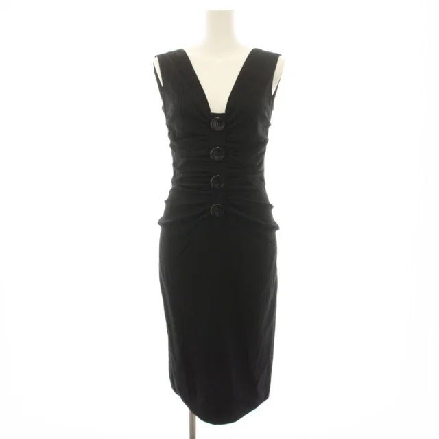 Dolce & Gabbana Dress Knee Length Tight Wool Sleeveless Gathered 40 Black HN in Black Wool from The Reluxe, photo 1 of 1