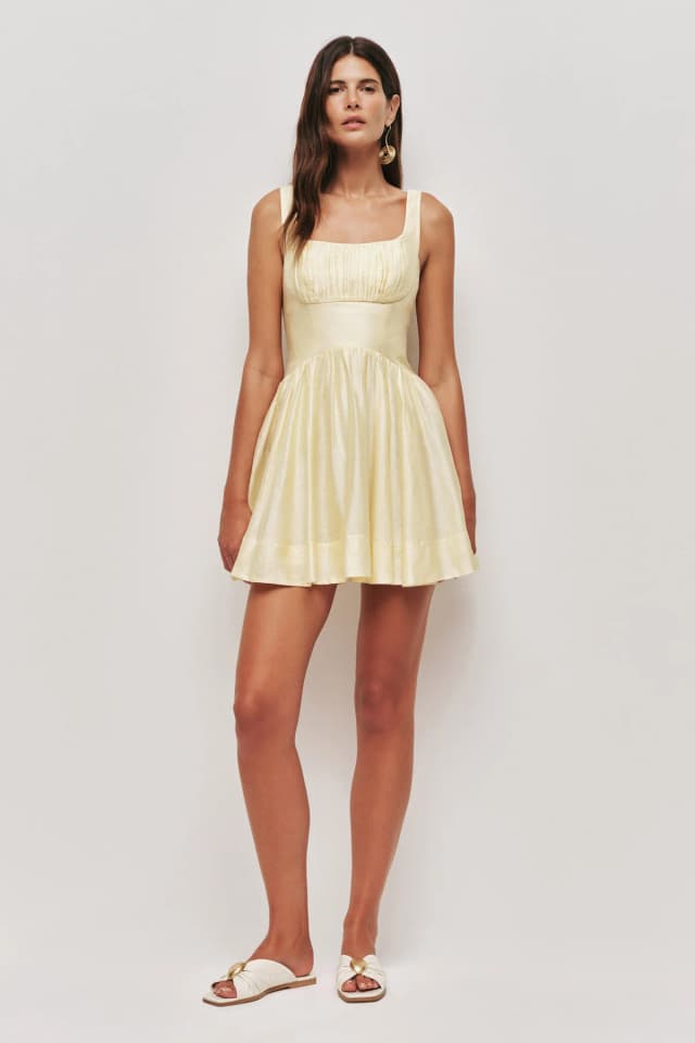 AJE Mist Mini Dress in BUTTER YELLOW, image 1 of 1 from Aje