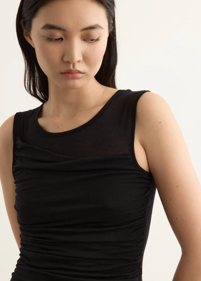 Incu Collection Pioneer Draped Tank in BLACK, image 1 of 1 from Incu
