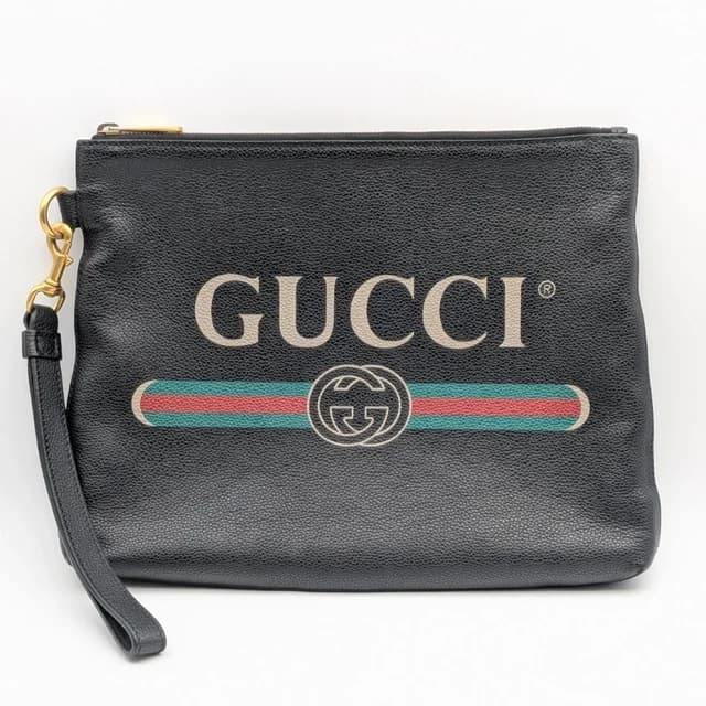 Gucci Vintage Logo Print GG Interlocking G Sherry Line Clutch Black in Black from The Reluxe, photo 1 of 1