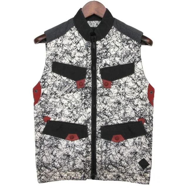 Moncler Mountaineer Ring Down Vest Thomson Gilet Zip Up All Over Pattern in White from The Reluxe, photo 1 of 1