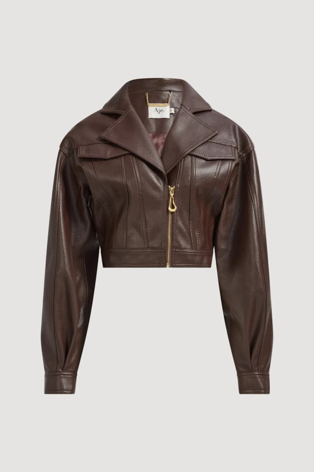 AJE Brodie Jacket in CHOCOLATE, image 1 of 1 from Aje