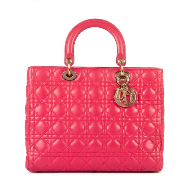 Lady Dior Pink Cannage Leather Handbag in Pink Leather from The Reluxe, photo 1 of 1