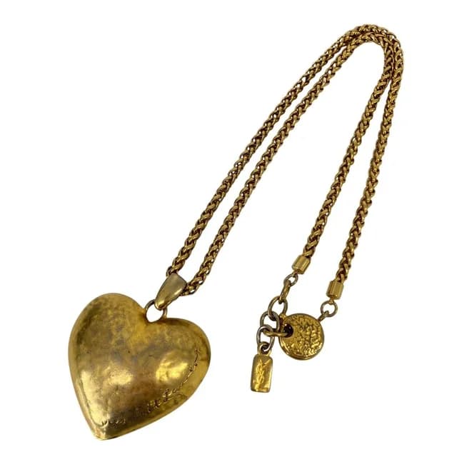 Saint Laurent Vintage Large Heart Necklace Gold Plated in Gold from The Reluxe, photo 1 of 1