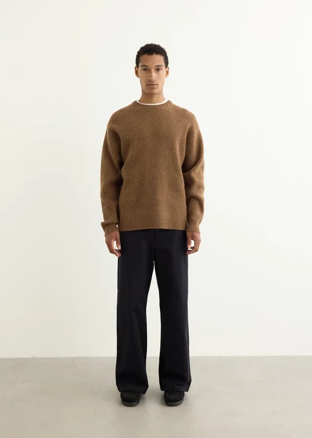Yaeca Natural Wool Knit in NATURAL BROWN, image 1 of 1 from Incu