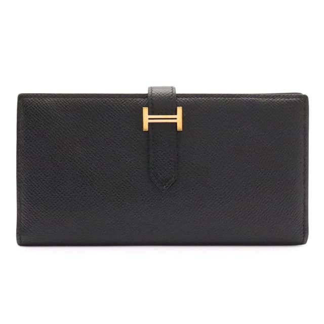 Hermès Bearn Soufflet Wallet Bifold Veau Epsom Black Gold in Black Epsom leather from The Reluxe, photo 1 of 1